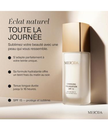 MERODA Fond de teint changeant Peau claire moyenne - Fond de teint liquide pour peau mature - Couleur longue dur e pour le visage - Buy Online on GoSupps.com
