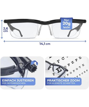 Maximex Seeplus Zoom Reading Glasses Black - Adjustable +0.5 to +4 dpt 2.8x Magnification Perfect for International Shipping - Buy Online on GoSupps.com