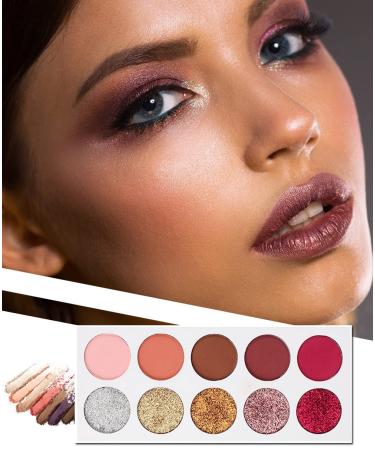 Waterproof Eyeshadow Palette - 10 Highly Pigmented Colors & Pressed Glitters | Long-Lasting Shimmery Matte Shades for Stunning Eyes - Buy Online on GoSupps.com