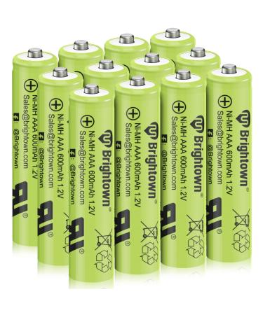 12-Pack Rechargeable AAA Batteries Pre-Charged, NiMH 1.2V 600mAh Triple A Solar Batteries for Solar Lights and Universal Household Devices, Recharge up to 1200 Cycles, UL Certified - 12 Count 12 Count (Pack of 1)