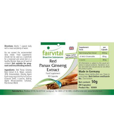 Fairvital | Panax Red Ginseng Extract 400mg 90 Capsules - Korean Ginseng - C.A. Meyer - Buy Online on GoSupps.com
