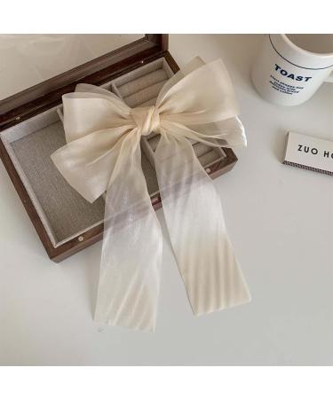 Inilbran Vintage Silk Bow Hair Clips Long Silk Satin Bow Hair Barrettes French Chiffon Hair Clip Barrette Long Silk Ribbon Bow Hair Clips Headpiece Large Silky Bow Hair Accessories for Women Champagne - Buy Online on GoSupps.com