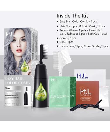 HJL Silver Hair Dye | Permanent Ammonia-Free Color with Comb Applicator | Easy-to-Use Hair Coloring Cream Kit - Buy Online on GoSupps.com