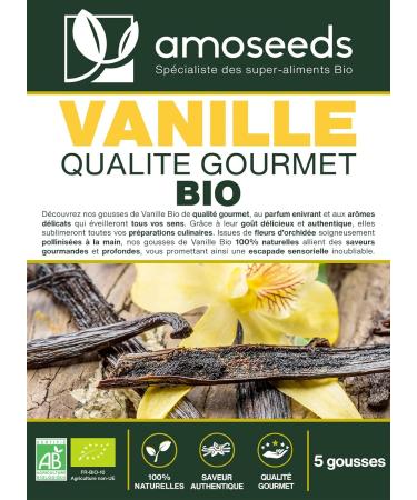 5 Organic Vanilla Pods | Fresh Pods Gourmet Quality | Shelf Stable | Resealable Fresh Bag | No Artificial Flavorings (5 Org - Buy Online on GoSupps.com