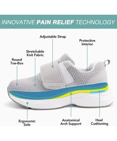 Ortho+rest Men Diabetic Shoes | Adjustable Strap Orthopedic Shoes | Breathable Plantar Fasciitis Walking Shoes - 10.5 Lt.grey - Buy Online on GoSupps.com