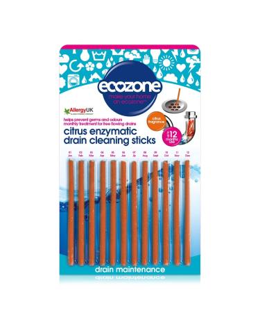 Ecozone Drain Cleaning Sticks Enzymatic Pipe Unblocker Prevents Plug Hole Obstructions & Keeps Water Flowing Freely Natural Vegan & Non Toxic Kitchen & Bathroom Treatment Kit (x 12 1 Year Supply) Citrus - Buy Online on GoSupps.com