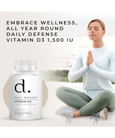 Daily Defense Immune Defense Supplements Vitamin D3 1500 IU for Heart Health Daily Immune Support Mental Clarity & Muscle Function - 100 Vitamin D Tablets (D3 1500 IU) - Buy Online on GoSupps.com