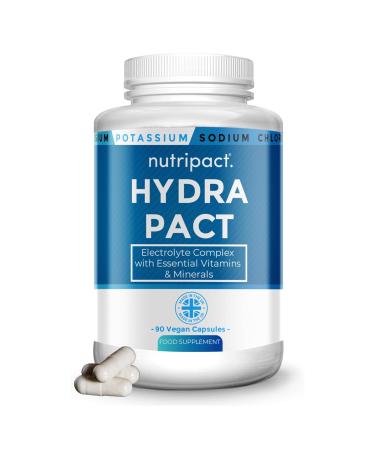 Electrolytes Complex Plus Rehydration Fasting Hangover Keto Friendly Formula with Added Vitamins & Minerals 90 Vegan Capsules High Strength Electrolyte Supplement Hydra Pact by Nutripact