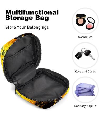 GIAPB Period Bag Sanitary Napkin Storage Pouch - Sunflower and Butterfly Design | Travel Makeup Bag - Color 2466 - Buy Online on GoSupps.com
