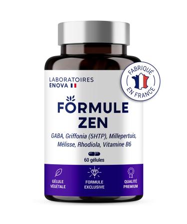 ZEN FORMULA | GABA Griffonia St. John's wort Melissa Rhodiola Vitamin B6 | Natural Stress Relief | 30 Days of Relaxation | Dietary Supplement | Made in France