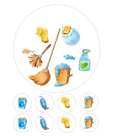 edible Cleaning Cleaner kids childrens party decorations style Round 7.5 inch party decoration Topper on Icing/Fondant/Frosting Sheet