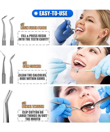 10 Pack Dental Tools Set - Professional Stainless Steel Plaque Remover & Oral Care Kit - Buy Online on GoSupps.com