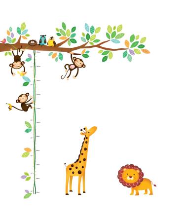 DECOWALL Large Tree and Animals Wall Stickers (1401 1402 1206 1401P1402) (DW-1402) Animal Growth Chart