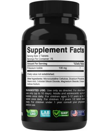 Vitabod Potassium Iodide Dietary Supplement 130 mg per Serving - 150 Tablets (1 Bottle) - Exp 05/2030 - Buy Online on GoSupps.com