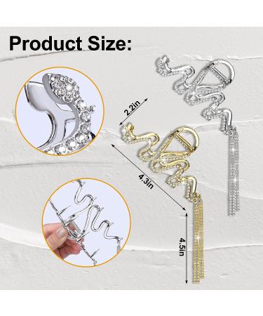 BSRESIN Snake Hair Clip for Women - Gold & Silver Metal Claw Clip with Rhinestone Diamond Accents - Hair Accessories (2 PCS) - Buy Online on GoSupps.com