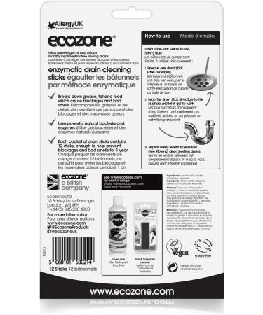 ECOZONE Enzymatic Drain Cleaning Sticks - 12 CT | Eco-Friendly Drain Maintenance | Fast International Shipping - Buy Online on GoSupps.com
