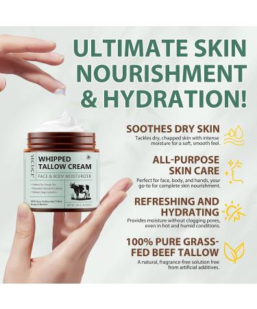 Beef Tallow and Honey Balm Beef Tallow for Skin Face & Body Moisturizer with Grass-Fed Pure Beef Tallow Honey Beeswax Whipped Tallow Cream Delivers Deep Hydration Skin - Buy Online on GoSupps.com