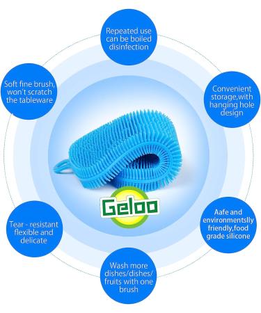 Silicone Sponge Dish Washing Kitchen Gadgets Brush (3 Pack) Blue+Grey+Green - Geloo - Buy Online on GoSupps.com
