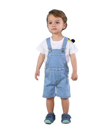 KIDSCOOL SPACE Baby Girl Boy Jean Overalls Toddler Summer Denim Shortall 12-18 Months Blue-2037