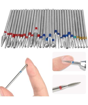 Bestgle 30pcs Nail Drill Bits Set 3/32 Inch Shank Tungsten Carbide Diamond Drill Polishing Grinding Heads Tools for Acrylic Gel Nails Cuticle Manicure Pedicure - Buy Online on GoSupps.com