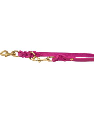 Shop Dogeline Double Linen Adjustable Dog Leash - 2.40m x 15mm Pink for Small & Large Dogs - Premium Fat Leather & Brass Fit - Buy Online on GoSupps.com