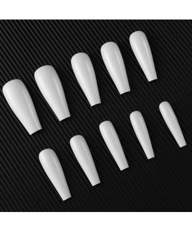 Frcolor Artificial Nail Tips - Full Cover Ballerina Nails for Salons & DIY Nail Art 500 White Pieces - International Shipping Available - Buy Online on GoSupps.com