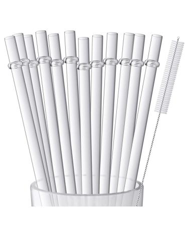 12 Pieces 11 Inches Clear Reusable Plastic Straws for Tall Cups, Tumblers and Mason Jars, BPA-Free Drinking Straw with 1 Cleaning Brush, NOT DISHWASHER SAFE 11 Inch (Pack of 12)