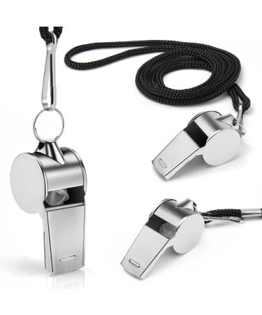 Huoberr Trillerfeife - 3 Stainless Steel Referee Whistles | Loud 120 dB | Ideal for Coaches & Officials with Lanyard - Buy Online on GoSupps.com