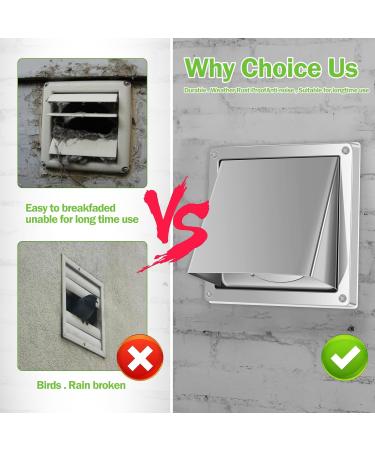 Abizarch 4 Inch Dryer Vent Cover 304 Stainless Steel Wall Exhaust Covers with 4 Screw Washers Weather Proof Exterior Wall Vent Cover Outdoor Dryer Vent Covers for Dryer and Extractors ZHAZHAMO(100mm) - Buy Online on GoSupps.com
