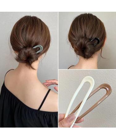 5 Pcs U Shaped Hairpins French Hair Clips Metal Hair Clips Fork Rods 2 Claws Hair Buns Ladies Hair Accessories - Buy Online on GoSupps.com