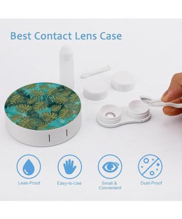 Monstera Leaves Round Contact Lens Kit | Portable Storage Box with Mirror | Cute Lens Holder for Travel - Buy Online on GoSupps.com