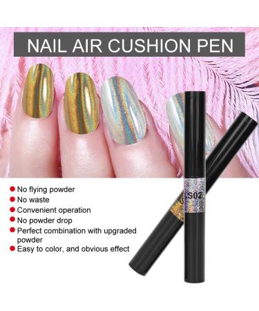 2 colors/set Chrome Air Cushion Nail Powder Pen Manicure Cushion Magic Pen Nail Glitter Mirror Powder Pen Manicure Tool for Home and Nail Salon - Buy Online on GoSupps.com