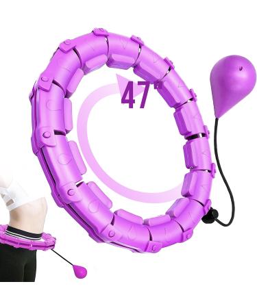 Smart Weighted Hoola Exercise Hoops,Abdomen Fitness Weight Loss Massage,24 Detachable Knots Adjustable Size Hoops,for Adults & Kids Beginners Exercising violet
