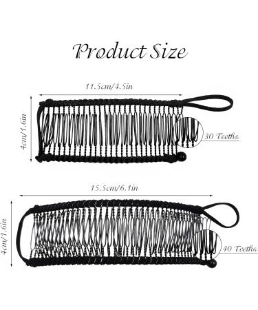 YBSJDQ 2 PCS Large Size Banana Hair Clips for Women 30 Teeth and 40 Stretch Hairpins Long Heavy Ponytail Holder Vintage Clincher Combs Girls Ladies(Black) Black +40 One - Buy Online on GoSupps.com