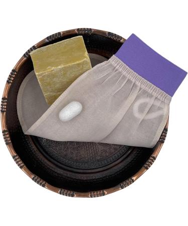 Buy Turkish 100% Raw Cocoon Silk Exfoliating Glove - Body & Face Scrub Fake Tan Remover | Feel Fine (Cream & Lilac) - International Shipping Available - Buy Online on GoSupps.com