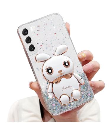 Tivenfezk Nadoli for Samsung Galaxy S21 Plus Hase Hidden Stand Shell caricature glitter rabbits stand Soft silicone bling cell phone case transparent protective cover samsung galaxy s21 plus clear