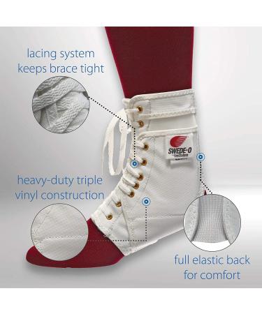 Swede-O Ankle Lok Support - Knit Tongue Exclusive Lacing Extra Stability - Small White Ankle Brace for Enhanced Support - Buy Online on GoSupps.com