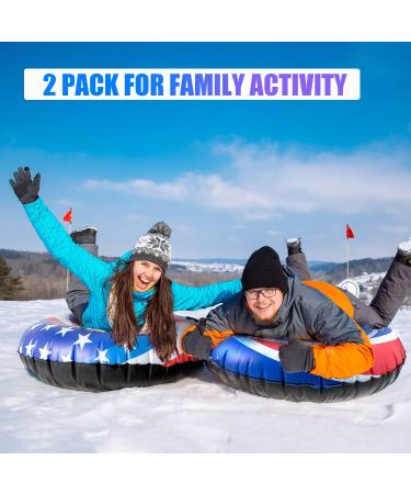 LIFECHOIC 48 Heavy Duty Snow Tubes for Sledding - 2 Pack, Thickened Hard Bottom, Handles - Winter Outdoor Fun for Kids and Adults - Buy Online on GoSupps.com