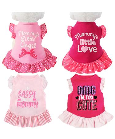 XPUDAC 4 Pieces Pet Dog Dress Dog Clothes Girl Puppy Shirt Yorkie Clothes Cute Doggie Dress Dog Apparel for Small Dogs and Cats (Pink Angel, Small(5.5-8lbs)) Pink Angel Small( 5.5-8lbs ) - Buy Online on GoSupps.com