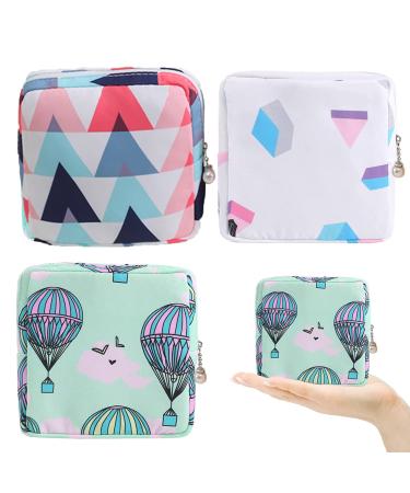 3Pcs Sanitary Bags Sanitary Pad Holder Period Bag Sanitary Disposal Bags Sanitary Napkins Bag Storage Bag with Zipper Sanitary Pad Bag Tampon Storage Pouch for Girls Period Bag for School Balloon