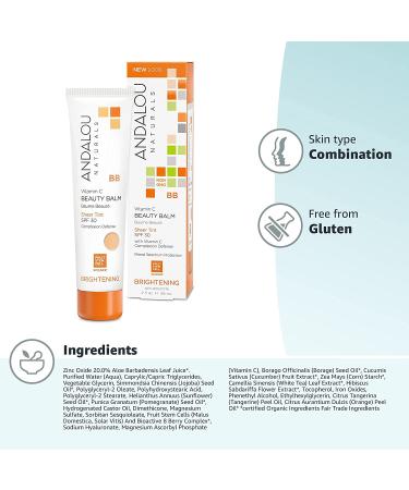 Andalou Naturals BB Cream Vitamin C Beauty Balm SPF 30 - Brightening Sheer Tint (2 oz) - Buy Online on GoSupps.com