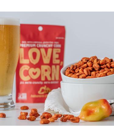 LOVE CORN Spicy Habanero Chilli - 1.6oz x10 Bags | Crunchy Corn Snack | Non-GMO, Gluten-Free, Vegan | Low-Sugar | Plant-Based Deliciousness - Buy Online on GoSupps.com