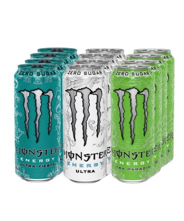 Monster Energy Ultra Zero Sugar 12 Pack 500ml Cans with Free Sticker Ultra Zero, Ultra Violet, Ultra Paradise