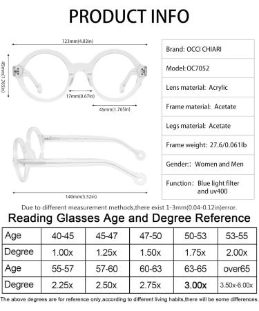 OCCI CHIARI Blue Light Reading Glasses for Women | 2.0 Sturdy Digital Readers | Eye Strain Relief | (1.0 - 4.0 Strengths - Buy Online on GoSupps.com