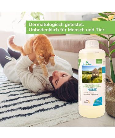 Homedica Odor Remover 1L + 500ml Refill - Vegan Microbiological Cleaner for Textiles Upholstery & Animal Skins - Made in Germany - Buy Online on GoSupps.com