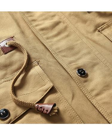 Shop Hanxiulin Men's Fleece Jacket - Cozy Plush Winter Coat with Hood Casual & Slim Fit Available in Khaki XXL - Buy Online on GoSupps.com