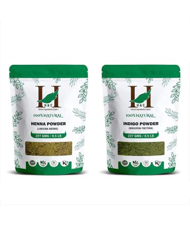 H&C Henna and Indigo Powder Combo Pack 227 grams each for coloring hair