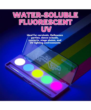LXZJJM Water Activated Eye Liner Palette Hydra Graphic Eyeliner Makeup Neon Face Paint Colored Retro Hydra Liner Fluorescent UV Face Painting Plate - With Brushes (01 - Fluorescent) - Buy Online on GoSupps.com