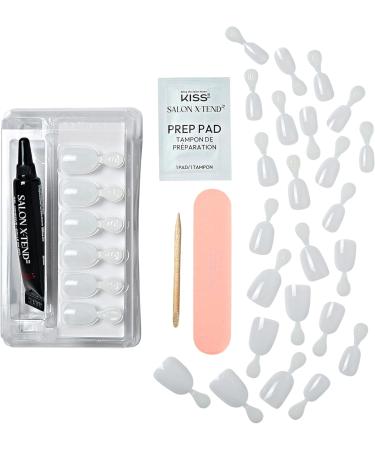 KISS Salon X-tend Press On Nails Nail Glue included Keep It light White Short size Oval shape 34 Ct. - Buy Online on GoSupps.com