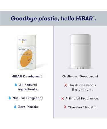 HiBAR - Bergamot & Cedar Plastic Free Deodorant - Natural Deodorant - All-Day Protection - With Sunflower Seed Wax Rice Bran & Shea Butter - Plastic Paraben & Aluminum-Free - Vegan - 3 Pack 3-Pack Bergamot & Cedar - Buy Online on GoSupps.com